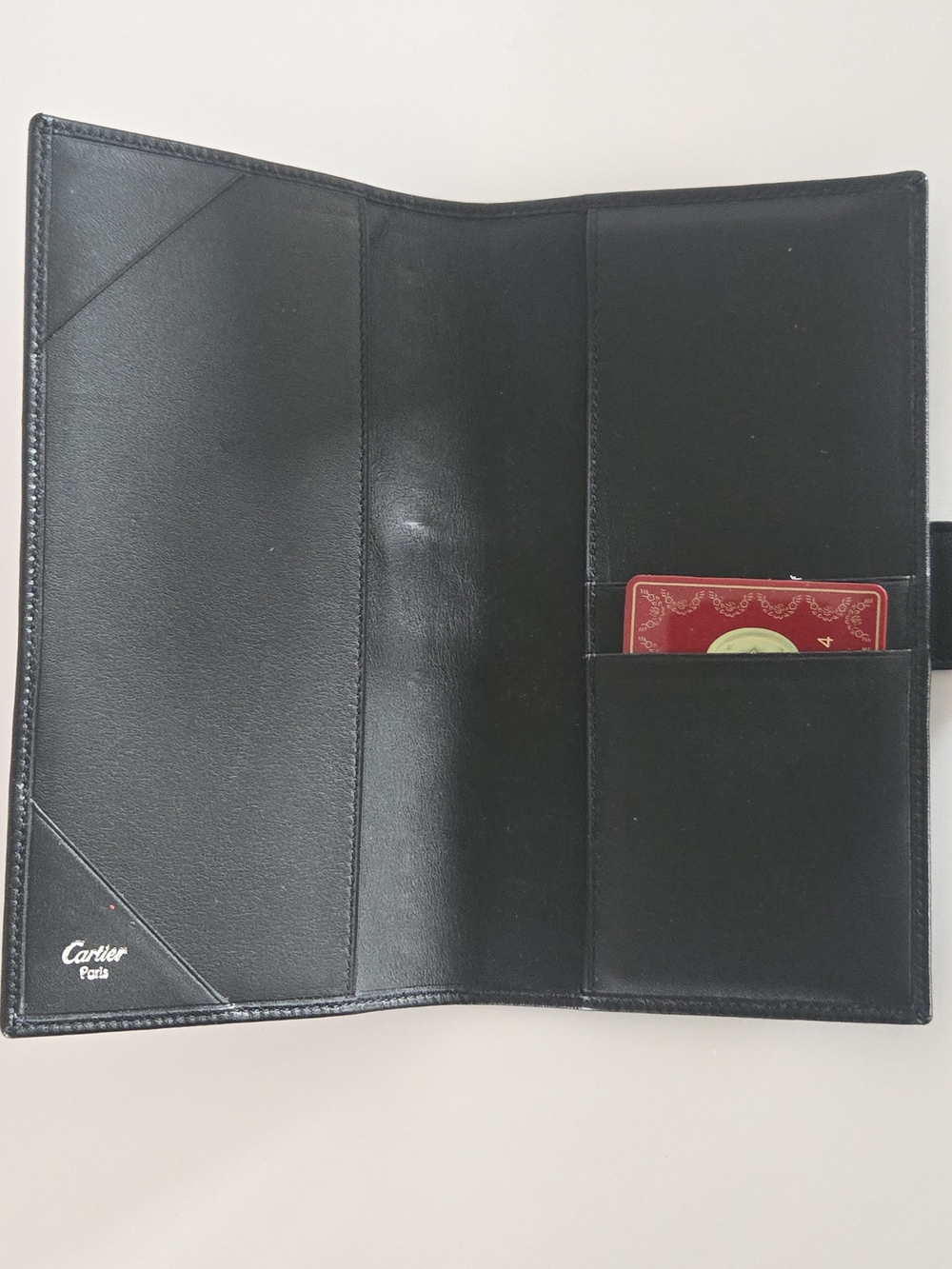 Authentic Cartier Black Leather Travel Wallet